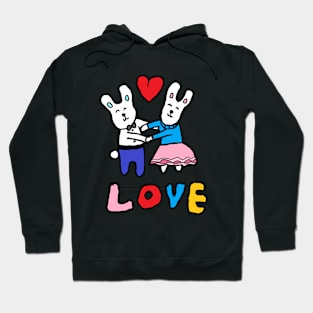 love bunny, rabbits, hand drawing Hoodie